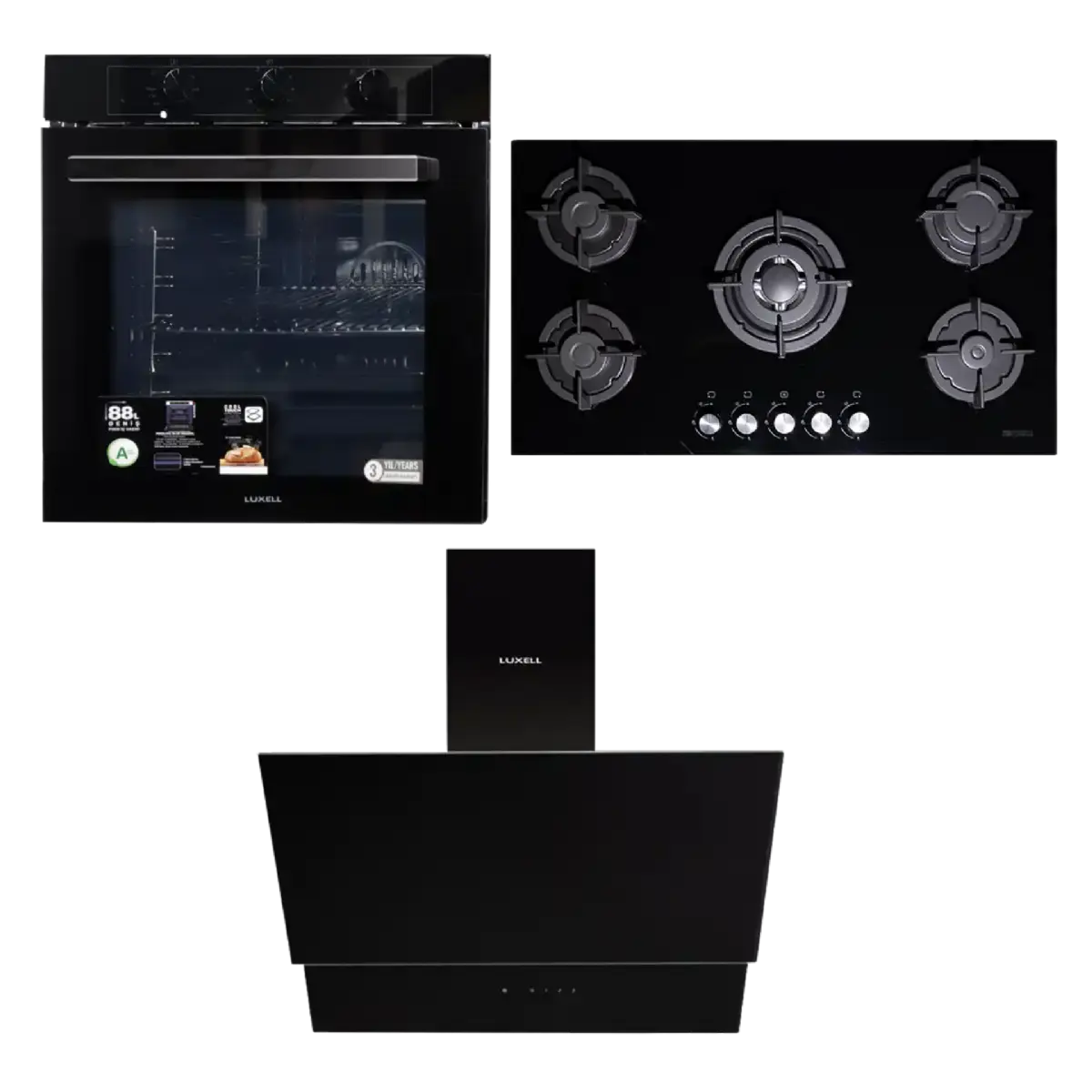 90CM Glass Set with 88LT Oven