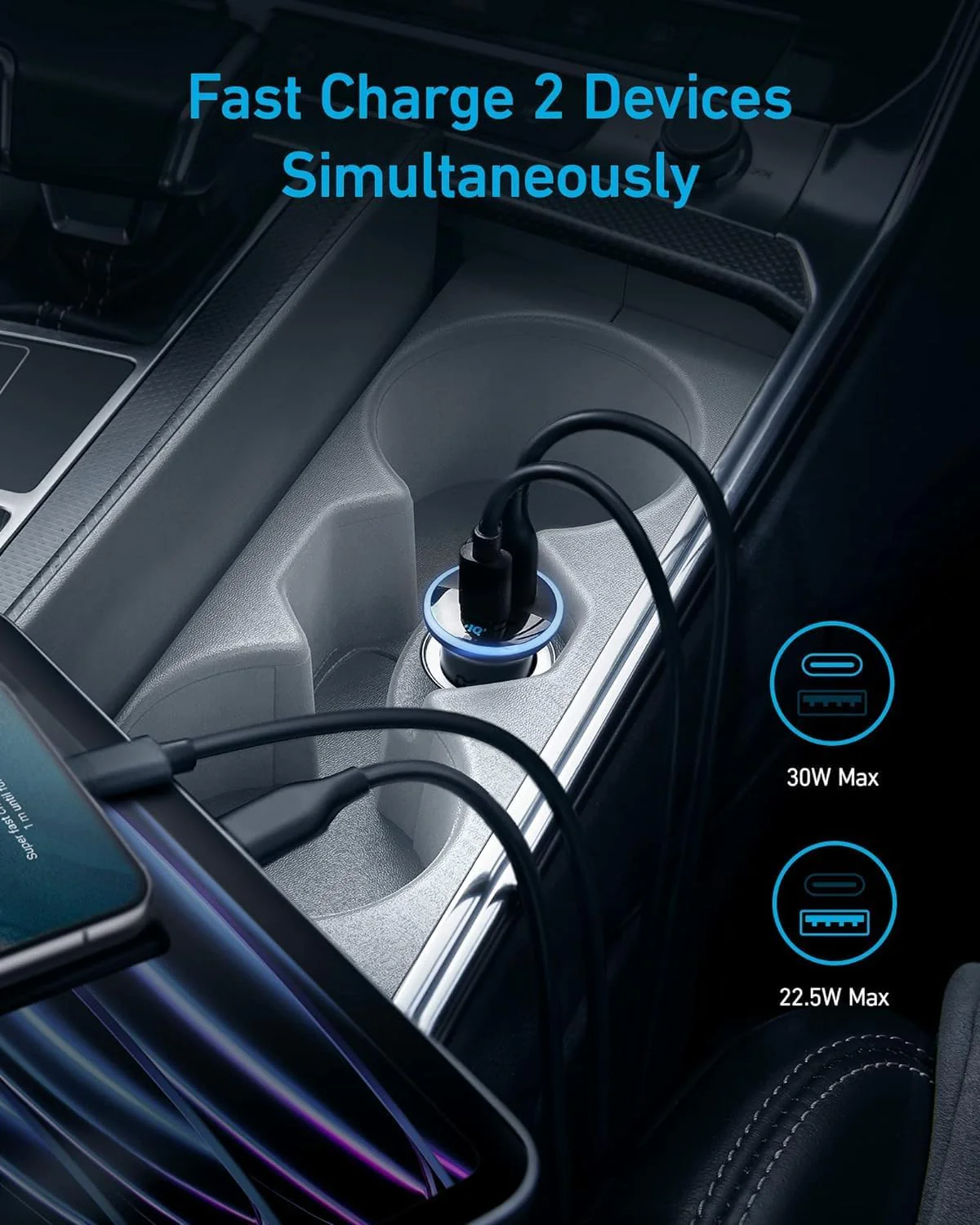ANKER 323 CAR CHARGER 52.5W BLACK - Image 2